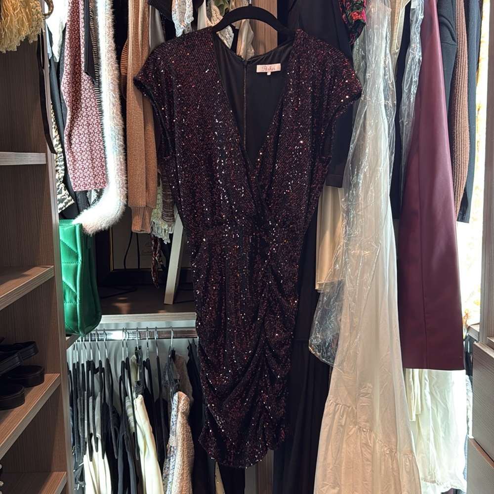 Parker Perugia Bordeaux Sequin Mini Dress size 0